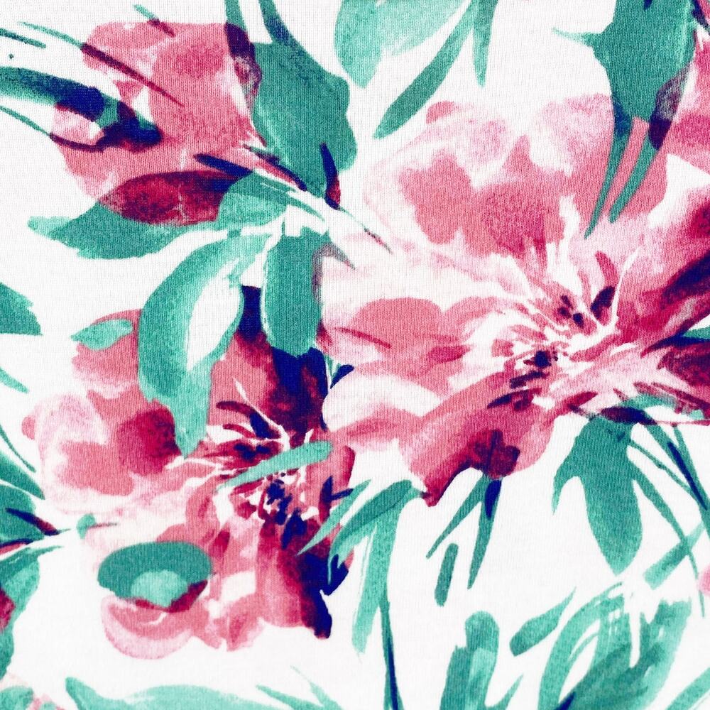 WHITE STAG White Water Color Floral Cotton Short Sleeve Top - Picture 5 of 9